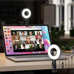 _Mega Brand [3 Color, 5 Brightness & Timer] 3.5'' Small Video Conference Lighting Clip On Monitor Laptop iPad Phone, USB Plug Dimmable Selfie Light for Working, Meeting, YouTube/TikTok Content Creator