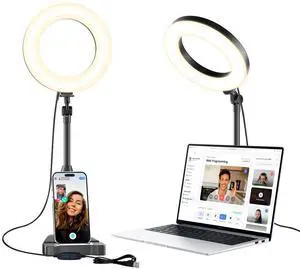 _Mega Brand Laptop Ring Light for Video Conferencing,6''LED Desk Soft Halo Lighting with Phone Holder for Zoom Calls,Live Streaming,Computer Monitor Webcam,Portable Circle Light with Adjustable Stand