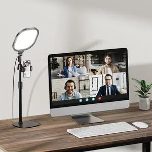_Mega Brand Adjustable Desk Lighting for Video Calls, 30 Light Modes Video Conference Light, Desk Ring Light with Stand for Webcam, Meetings, Live Stream, Home Office. CRI 97.8