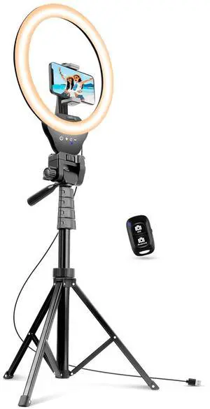 _Mega Brand 12-inch Ring Light with 67-inch Selfie Stick, Tripod and Phone Holder, Selfie Remote Control Circle Light for Live Stream/Video Recording/TikTok, Compatible with All Phones and Cameras