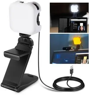 _Mega Brand LED Streaming Light with Windows & macOS Software Control,2 in 1 Monitor Mount & Stand,Ultra Bright 2900K-7000K USB Laptop Computer Webcam Lighting for Video Conference,Zoom Call,PL81 PRO