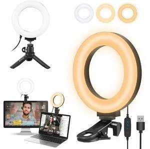 _Mega Brand Video Conference Lighting Kit, 3200k-6500K Dimmable Led Ring Light Clip on Laptop Monitor for Webcam Lighting/Zoom Calls/Remote Working/Self Broadcasting and Live Streaming/YouTube/TikTok