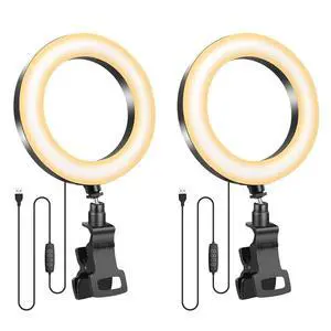 _Mega Brand 2Packs-Ring Light with Tripod Stand,Small Desk Led Circle Lights Clip On Laptop for Video Conference Lighting,Zoom Meeting,Recording, Calls,Portable Selfie Light for Webcam,Phone,Pc