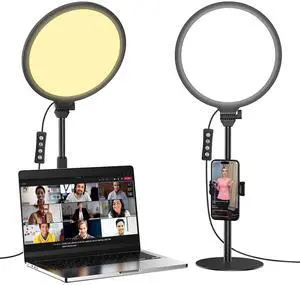 _Mega Brand 10.5in LED Desk Ring Light, Video Conference Lighting for Zoom Meeting/Video Calls, Live Stream, Home Office, Computer Lighting for Webcam, Online Classes, Professional Streaming