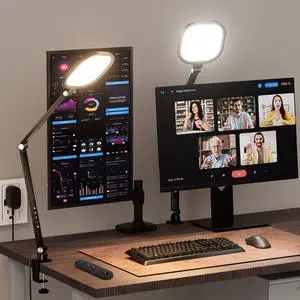 _Mega Brand 2 Packs Video Conference Light for Computer,15W _Mega Brand Desk Light for Zoom Calls Meeting with C-Clamp&Metal Swing Arm,Podcast Lighting Kit with Remote,Memory&Timing CRI95