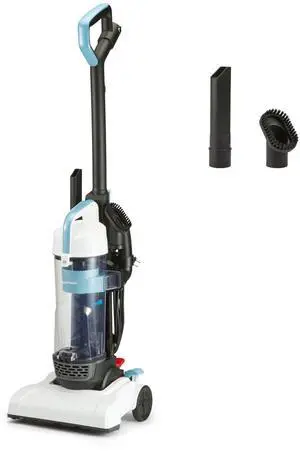 _Mega Brand Upright Bagless Vacuum Cleaner for Carpet and Hard Floors, With Crevice and Upholstery Tools, Detachable Handle, Lightweight (8.4 lbs), 1.7L Dust Cup, 720W, 25ft Cord, Black/White