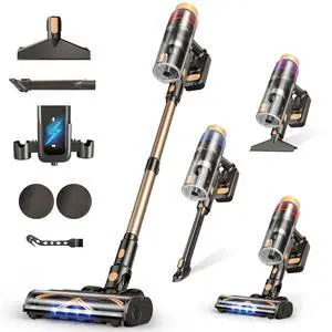 _Mega Brand Cordless Vacuum Cleaner,580W 48KPA 70 Mins Vacuum Cleaners for Home,Self-Standing Stick Vacuum with Wall Mount Charge,Touch Screen,Ultra High-Power Brush for Pet Hair/Plush Carpet/Floor