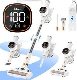 V500 Cordless Vacuum Cleaner for Home, 40000Pa/450W Stick Vacuum with LED Touch Screen, Charging Wall Dock, Anti-Tangle, Lightweight Handheld Vacuum for Pet Hair, Hard Floor, Carpet