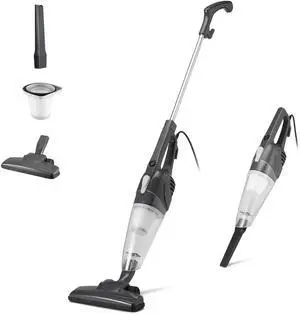 _Mega Brand 2-in-1 Corded Stick Vacuum Cleaner, Convertible to Handheld, Lightweight (3.9 LBS), with Washable HEPA Filter, Crevice Tools, 0.5L Dust Cup, 19.7-Ft Cord, 300W, Black
