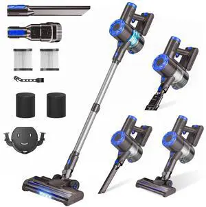 Cordless Vacuum Cleaner, Super Power Suction Stick Vacuum Cleaners with 2200 mAh Battery,8-in-1 Lightweight Self-Standing, 35 Mins Runtime for Home Low-Pile Carpet Pet Hair