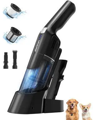 _Mega Brand Cordless Handheld Vacuum,24KPA Powerful Car Vacuum,Rechargeable,Charging Dock,Ergonomic Handle,2-in-1 Crevice Tool,1.8lb Portable Vacuum Cleaner with 2-Speed for Car,Home,Black Silver