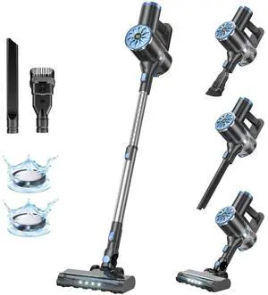 Cordless Vacuum Cleaner with Self-Standing, LED Screen Stick Vacuum Cleaners for Home, Lightweight Powerful Suction Vacuum, 6-in-1 Rechargeable Vacuum for Carpets, Pet Hair, Hardwood Floors