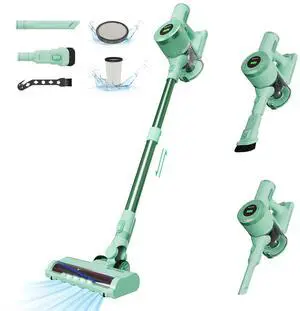 _Mega Brand Cordless Vacuum Cleaner, Stick Handheld 2200mAh Rechargeable Battery 30KPa Lightweight Small Vac Electirc Broom, 40Mins Runtime for Home Hard Floor Carpet Pet Hair Cleaning, LED Screen