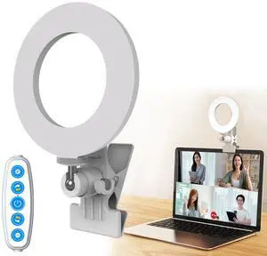 _Mega Brand Ring Light 5'' USB Portable Lighting 3200k-6500K Dimmable Led Clip on Computer Monitor Laptop Phone for Content Creator (YouTube/TikTok/Twitch) Makeup,Conference,Selfie,Video,Vlog (White)