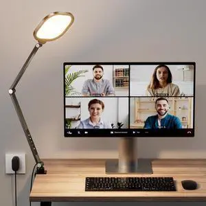 _Mega Brand Video Conference Light for Computer, Dimmable Camera Lighting for Video Recording, Meeting, Laptop & Webcam, 15W Ring Light with C- Clamp,Swing Arm, Remote, Memory & Timer CRI >95