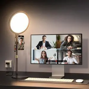 _Mega Brand Ring Light with Stand for Zoom Meetings,360°Rotate 10.5"Zoom Lighting for Computer Video Conference Light Desk Light,Full-Screen LED Lighting with Phone Holder for Live Streaming