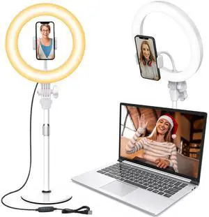 _Mega Brand Desktop Ring Light with Stand and Phone Holder, Zoom Lighting for Computer Video Conference, Video Calls, Home Office, Laptop- Soft Lighting for Video Recording, Podcasts, Streaming Studio