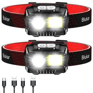 _Mega Brand LED Headlamp Rechargeable,2000L High Lumen Super Bright Dimmable Headlight Flashlight with Motion Sensor- 8 Modes,IPX5 Waterproof for Camping,Hiking,Running,Fishing-2 Pack