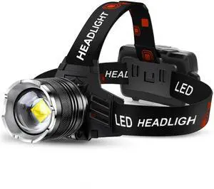 _Mega Brand LED Rechargeable Headlamp 4500 High Lumens, 95 Hours Endurance Head Lamp with Zoomable & 12 Modes & IPX7 Waterproof & 125°Adjustable, Super Bright Head Light for Outdoor, Camping, Hard Hat