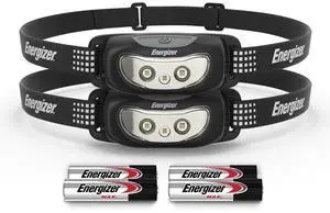 _Mega Brand Universal Plus LED Headlamp, Lightweight Bright Headlamp for Outdoors, Camping and Emergency Light for Adults and Kids, includes Batteries, Pack of 2