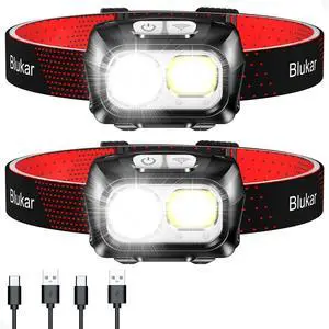 _Mega Brand LED Headlamp Rechargeable,2000L Super Bright Headlight with Motion Sensor -Dimmable Brightness,8 Modes,Spotlight&Floodlight&Red Light Combination,IPX5 Waterproof for Hiking,Camping-2 Pack
