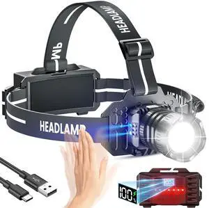 _Mega Brand LED Rechargeable Headlamp, Head Lamp Super Bright with 9 Modes & IPX6 Waterproof Zoomable Head Lights for Forehead, 90° Adjustable Headlamps for Camping Hiking Hunting Fishing Car Repair