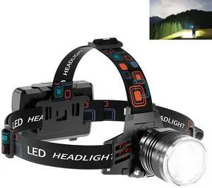 _Mega Brand Rechargeable Headlamp 3000 Lumens, 5 Modes Head Lamp for Forehead Zoomable,Super Bright Headlamp for Adults Waterproof,90°Adjustable Head light&9000mAh Long Runtime for Camping,Hunting