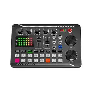 _Mega Brand Live Sound Card, Mini Sound Mixer Board with 16 Effects and Voice Changer, Noise Reduction Bluetooth Live Sound Card Audio Mixer for Live Streaming, Podcast(Black,190 * 118 * 28mm)