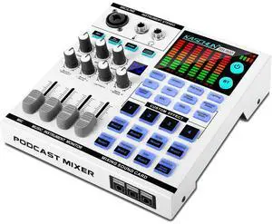 _Mega Brand Gaming Audio Mixer,A sound card with 48V phantom power, Bluetooth/6.35mm/3.5mm/XLR inputs,and live sound card with voice conversion DJ mixer effects,Audio Interface for Streaming/Podcast
