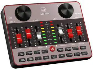 _Mega Brand G1 Live Sound Card for Streaming,Audio Mixer Kit for Live Streaming,Audio Interface DJ Mixer Sound Card/Board Condenser Microphone for Tiktok Gaming Video Content Creator Kit.