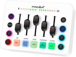 _Mega Brand Live Streaming Sound Card RGB PC DJ Mixer with Individual Control,48V Phantom Power, Sound Board Audio Interface for PC Phone, Podcast Equipment Bundle for Recording Youtube