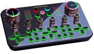 _Mega Brand Live Sound Card Audio Mixer Audio Mixer Recording Desktop Singing Digital Lossless Transmission for Streaming Podcasting Gaming Recording Soundboard Built-in Battery