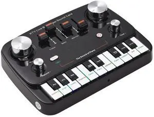 _Mega Brand Sound Card Piano Shape Audio Recording Desktop Singing BT Wireless Lossless Transmission Plug and Play Voice Changer for Streaming Podcasting Gaming Recording Soundboard Built-in Battery