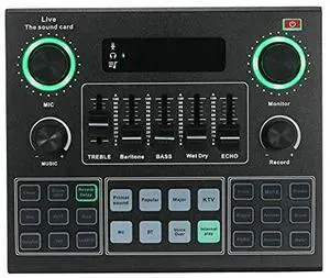 _Mega Brand AudioMixer with Sound Effects V9 Live Sound Card Live Streaming Device Compatible with Phones, Computers and Tablets