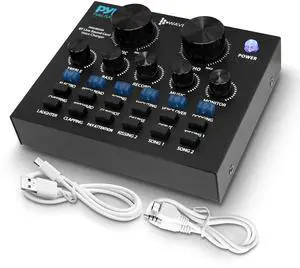 _Mega Brand Bluetooth Mini Audio Podcast Mixer - Live Streaming For PC Computer iPhone Broadcasting Voice Changer V8 Sound Card with 12 Sound Effects,3 Inputs, Mic Input - PKSCRD208.5