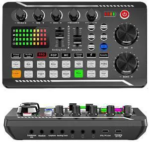_Mega Brand Professional Audio Mixer, Voice Changer Sound Board Live Sound Card Bluetooth Noise Reduction Voice Changer Sound Mixer Podcast Equipment for Streaming Podcasting Gaming