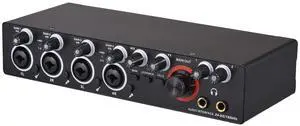 _Mega Brand 4 Channels Recording Sound Card with Driver Free Audio Interface,4-in 4-out USB Sound Card 24 bit/192khz 48V Phantom Power Supply for Professional Recording of Live Streaming Karaoke,Black