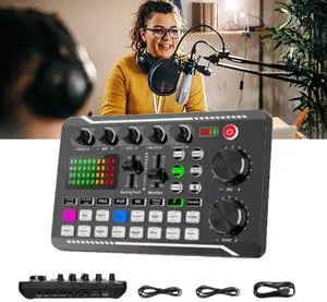 _Mega Brand Live Sound Card with Dj Mixer Effects&Voice Changer,F998 Live Sound Card Audio Mixer,F998 Podcast Recording Equipment with Podcast Mixer,Sound Card for Live Streaming/Singing Broadcast