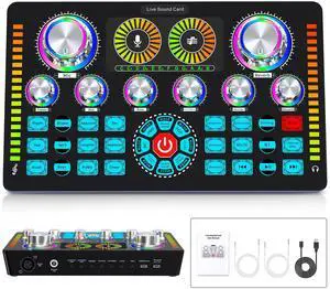 _Mega Brand Professional Audio Mixer,Live Sound Card and Stereo Audio Interface,Bluetooth Sound Board with XLR interface,48V Phantom Power,For Podcasting,Live sound,recording Studio and Gaming