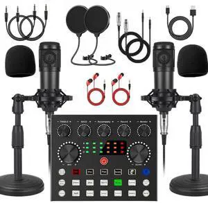 _Mega Brand V8s for 2, V8s Voice Changer with BM-800 Podcast Microphone Bundle - Studio Condenser Microphone Perfect for Podcasting, Recording, Singing, Streaming and Gaming