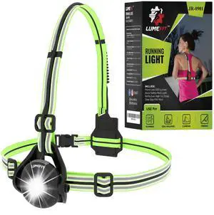 _Mega Brand Running Lights for Runners with Yellow Reflective Vest, Adjustable Beam Night Safety LED Chest Light Run, Dog Walking, and Jogging Gear, Rechargeable Headlamp Flashlight