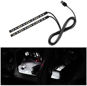 _Mega Brand Car LED Strip Light, 24 LED Auto Interior Under Dash Atmosphere Lights with USB Port, Vehicle Decor Lamp Ambient Night Light Strip Lighting Kit, Universal Car Accessories (White)