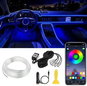 _Mega Brand Interior Car LED Strip Lights APP Control, 5 in 1 RGB 16 Million Colors Ambient Lighting Kit with 236 inches Fiber Optic, Music Mode Inside Car Lighting Decorations