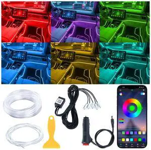 _Mega Brand Interior Car LED Lights Wireless 5 in 1 RGB Ambient Lighting Kit with 236" Fiber Optic, 16 Million Colors, APP Music Sync, Waterproof car led Lights for Cars, Trucks, SUVs