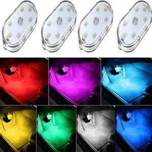 _Mega Brand 4Pcs Wireless LED Lights for Car Interior,7 Colors Ambient Lighting Car Interior,Car Lights Inside Your Car,USB Rechargeable Car Interior Led Night Light for Car Decor