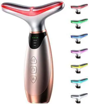 _Mega Brand Facial Massager, 7 Colors Red Light Therapy for Face and Neck, Face Lift Device with 113°F Heating Vibration for Multi Skin Care