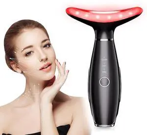 _Mega Brand 7 Colors Facial and Neck Massager,Lymphatic Contour Face Massager for Womens Skin Care- Rejuvenation- Lifting- Toning- Glow Boost-Tightening and Smooth (Black)