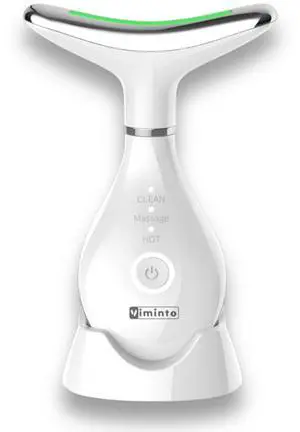 _Mega Brand 3-in-1 Face Massager  Facial Massager Tool with Soothing Heat, Vibration, and Smart Touch  Red, Blue & Green Light Modes for Relaxation and Radiance  Compact & Portable - White