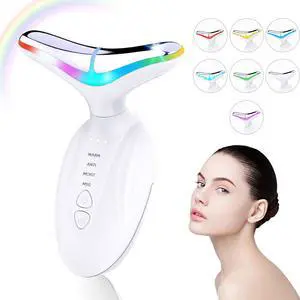 _Mega Brand Facial and Neck Massager - 7 in 1 Face Sculpting Tool, Multifunctional Face Lift Device for Lifting, Double Chin and Skin Care, White