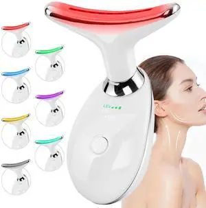 _Mega Brand Red-Light-Therapy-for-Face and Neck, Face  culpting Wand with 7 Color, Facial Massager Tool (White)